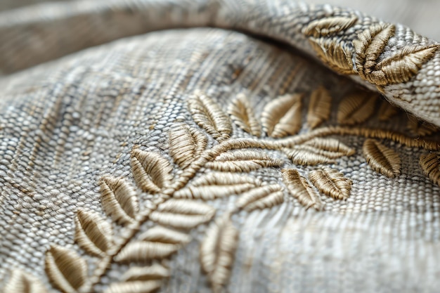 zbliżenie haftu na lnie